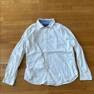 Nautica White Casual Button Down Classic Fit Stretch Mens Shirt - Large